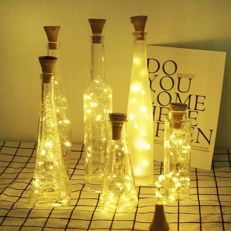 Decorman Upgraded 10 Pack Solar Wine Bottle Lights 20 LEDs Waterproof Silver Wire Cork Lights for Party, Wedding, Christmas, Holiday, Outdoor, Garden, Patio, Pathway Decor - Image 4